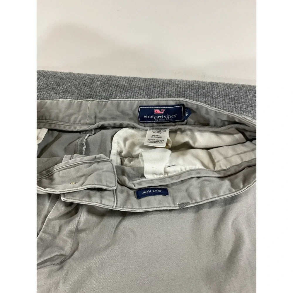 Vineyard Vines Club Pants Mens 36x34 Khaki Gray Chino Classic Fit Preppy Casual